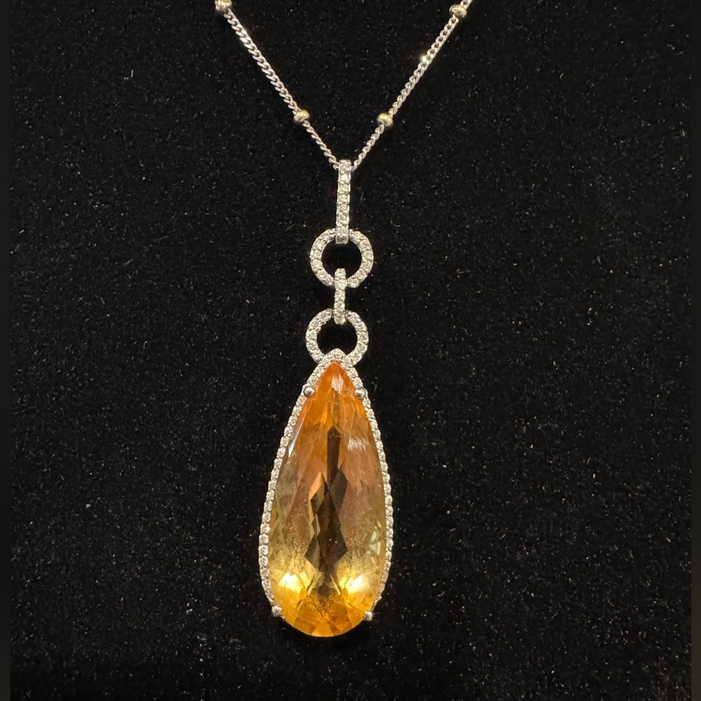 Citrine and diamond necklace